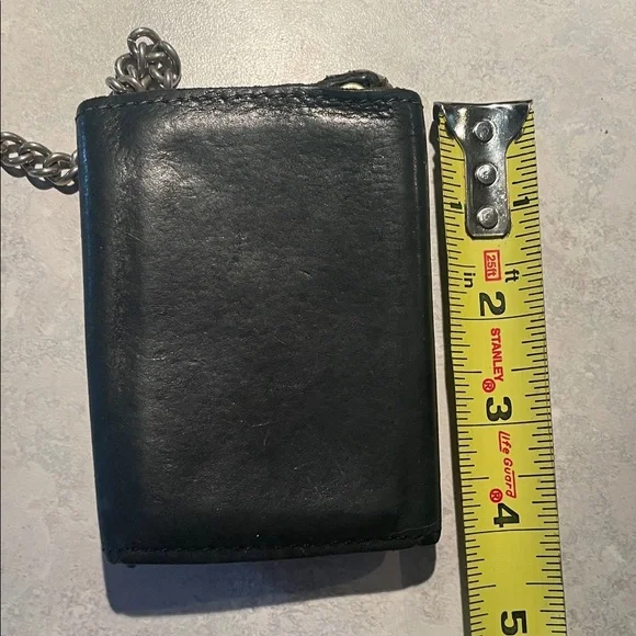 Vintage Biker Black Leather Chain Wallet - Picture 6 of 9